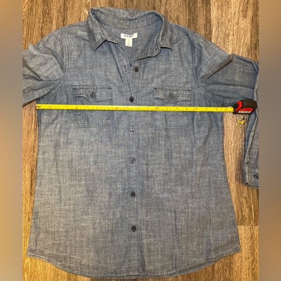 Women's Old Navy Denim Look Button Down Blouse Shirt Long Sleeve Top Size Small - Picture 8 of 9
